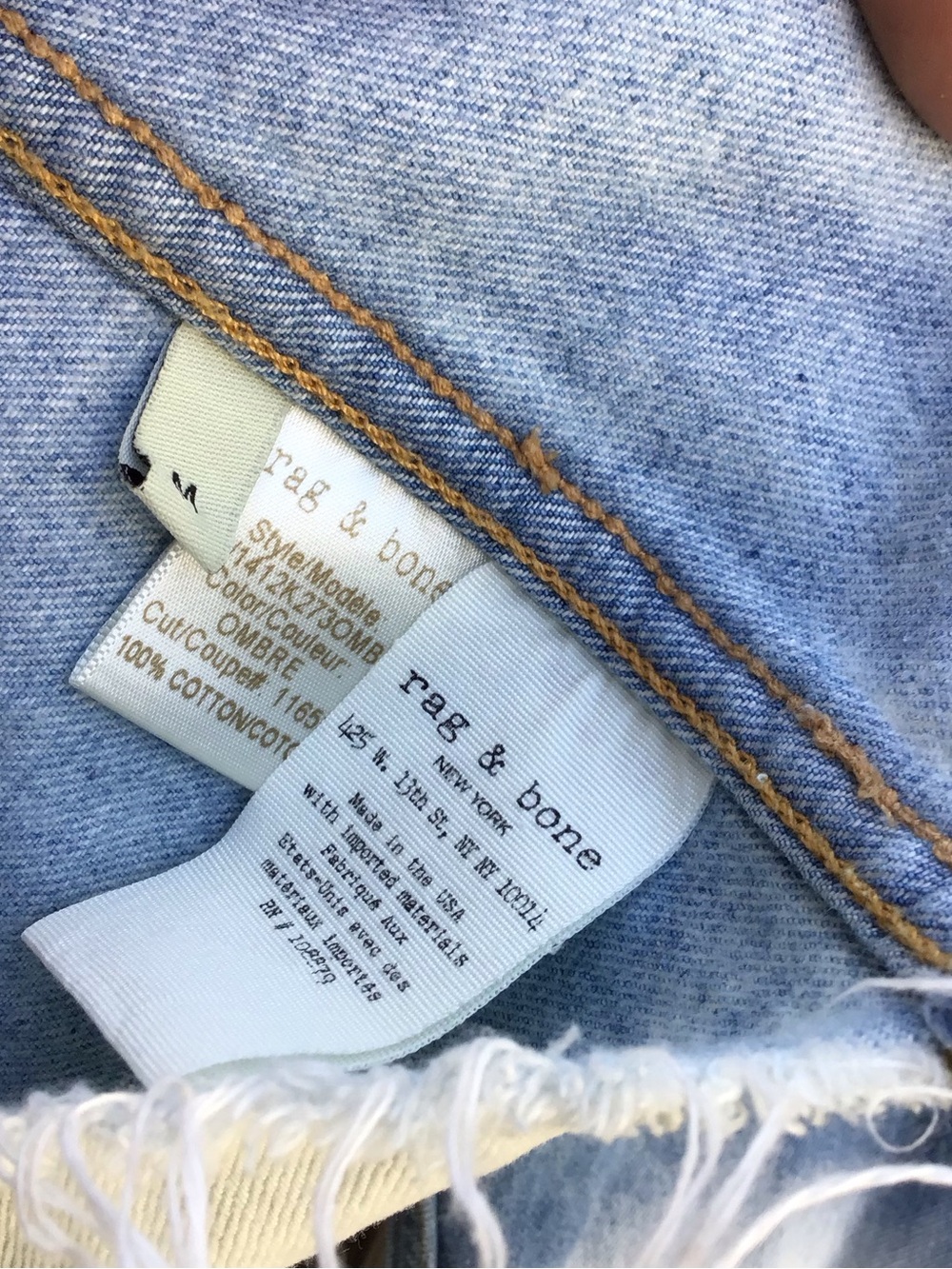 Rag & Bone Jean Cropped Ombre Denim Jacket Womens Medium Blue White Fade - Picture 6 of 11
